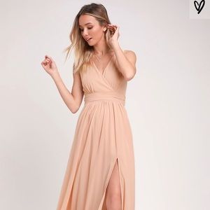 Thoughts of Hue Blush Surplice Maxi Dress